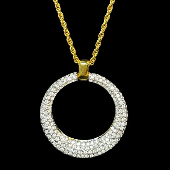 Joan Rivers Gold Tone Rope Chain Necklace W/Two Sided Open Circle Pendant (4206) - Picture 2 of 4